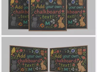 Wall-Mounted Blackboard - Regular Style Set 3D Model Pack
