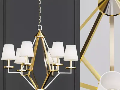 6 Light Washed Gold Chandelier 3D model