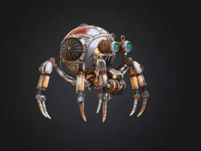 Rusty Mech Walker Low-poly 3D model