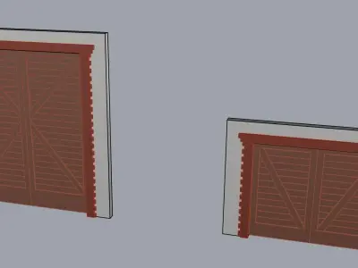 architectural garage barn door  with surrounds large and small 3D model