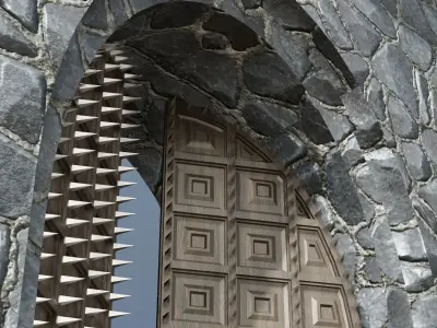 Medieval Wooden Door Low Poly Low-poly 3D model