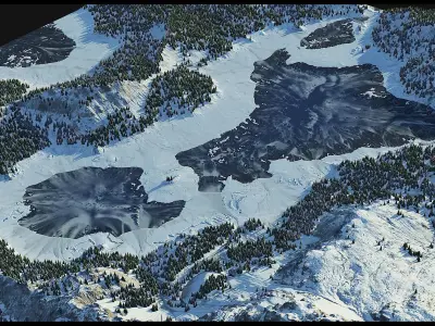 Winter Lake Landscape - World Machine 3D model Low-poly 3D model