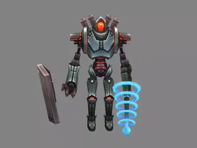 Cartoon Sci-fi robot Low-poly 3D model