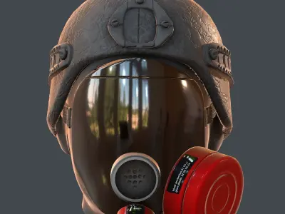 Gas mask helmet 3d model scifi Low-poly  Low-poly 3D model