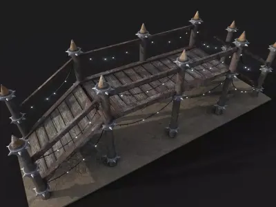 Game Ready Wooden Bridge Low-poly 3D model