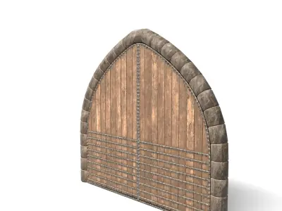 Medieval Arched Wooden Door  3D model