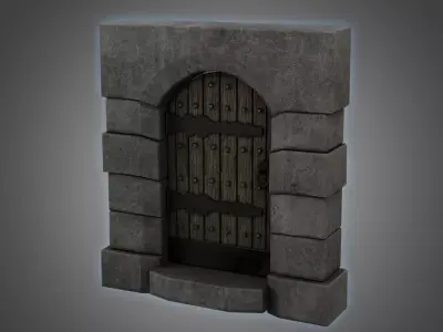 Medieval Door Large Stone and Step Door 3D Model Low-poly 3D model