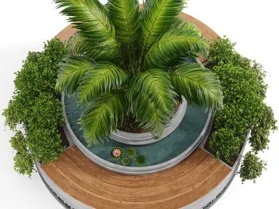 Urban Furniture with plant-set 02 3D model