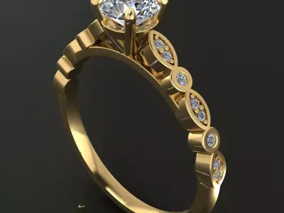 Solitaire Marquise Band Engagement Ring 3D print model