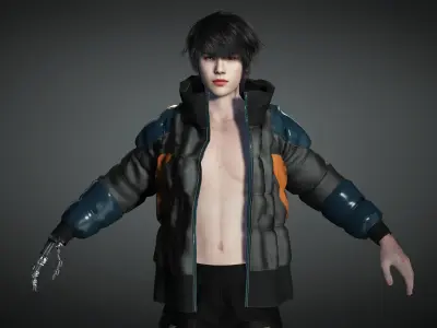 AAA Cyber Punk Male Character 02 Low-poly 3D model