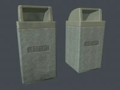 Street Concrete Trash Bin PBR Game Ready Low-poly 3D model