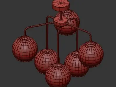 VITALUCE pendant light with five glass globes 3D model