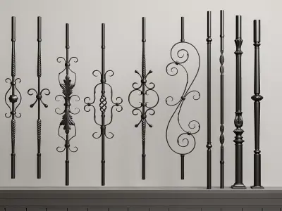 French railings French railings Column Stair guardrails 3D model