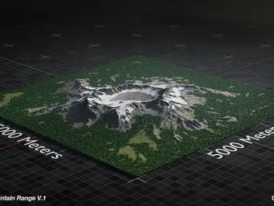 Volcano Mountain Range Version 1 3D model