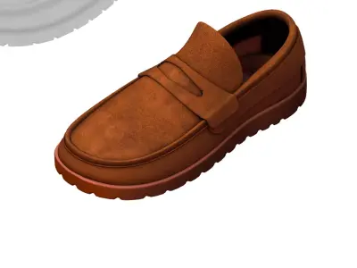 Cartoon High Poly Subdivision Brown Shoes Suede 3D Model Low-poly 3D model
