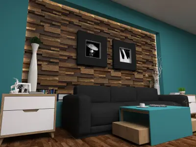 Modern living area scene 3D model