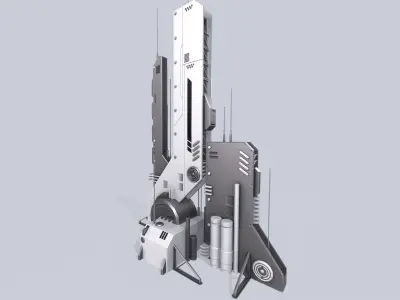 Futuristic building Low-poly 3D model 6