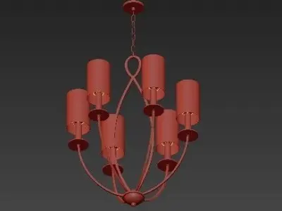 Castana Collection 6 Light Gold Chandelier with Fabric Shade 3D model purchase