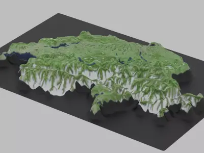 Switzerland Map Country Low-poly 3D model