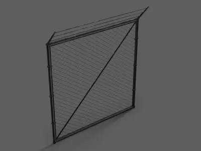Wire Chain Link Fence Low-poly 3D model