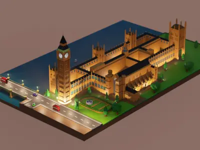London Big Ben - lowpoly Low-poly 3D model