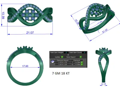 Women Ring  Render 3dm STL OBJ FBX Details 3D print model 419