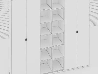 Modern Wardrobe with Glass Doors 3D Model Low-poly 3D model