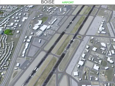 Boise Airport 10km Low-poly 3D model