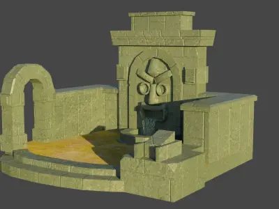 Simple Water fall Game Environment - Game Ready - PBR Low-poly 3D model