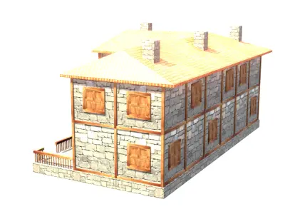 medieval house low poly village town residential house  77 Low-poly 3D model