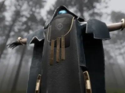 cyberpunk sci-fi man with cape Low-poly 3D model