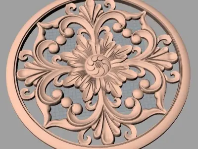 Furniture decoration round flower 3D STL model for CNC E916 3D model