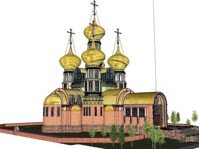 Architecture-Religion-God-Culture-Temple-067 church with gold... 3D model
