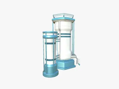 SciFi Facility A01 White Blue - Sci Fi Exterior Design Low-poly 3D model