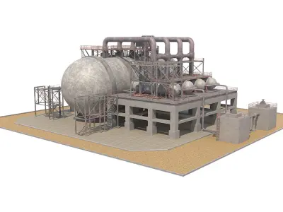 Industrial Silo 02 Low-poly 3D model