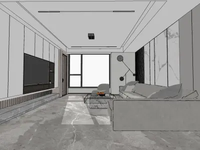 Modern living room 3D model 14