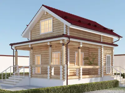 Log Home Europe Low-poly 3D model