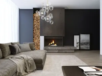 Modern Kitchen and Livingroom  3D model