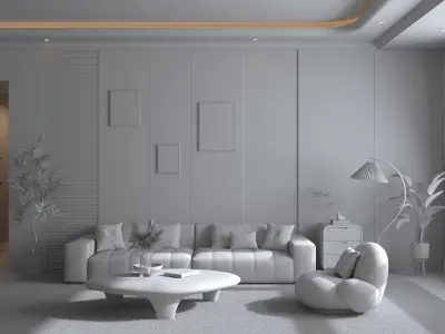 Modern minimalist living room 3D model shop