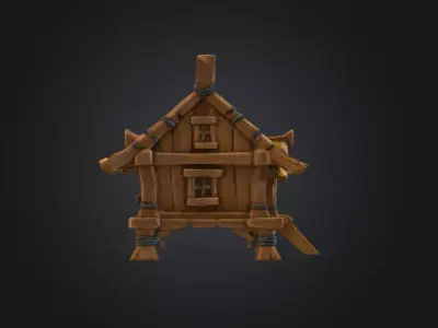 Rustic Cabin Model Low-poly 3D model