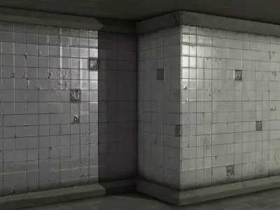 Grunge Tile Room 3D model
