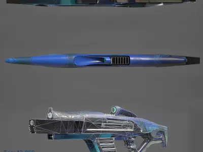 Sci Fi gun Low-poly 3D model 4