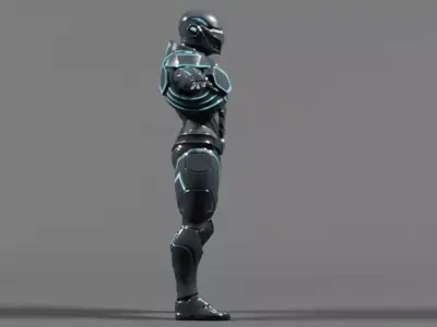 Cyber Ninja Character STL  Futuristic Sci Fi Warrior Model Low-poly 3D model