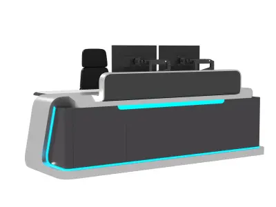 Control Room Desk 10 Low-poly 3D model