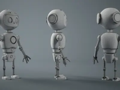 Favory - Cute and Functional 3D Robot Model Rigged Animated Low-poly 3D model