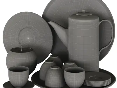 Decorative Tableware Set 01 Low-poly 3D model