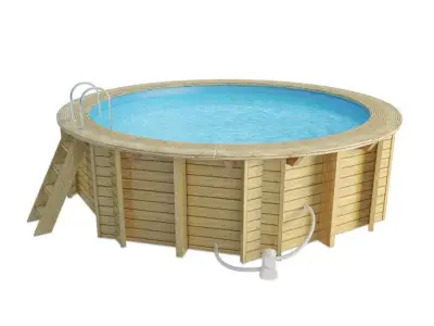 Wooden Round Swimming Pool  3D model