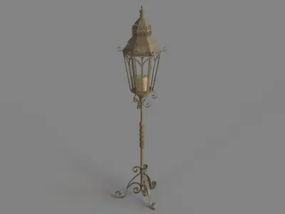 Brown Metal Rustic Candle Lantern 3D model