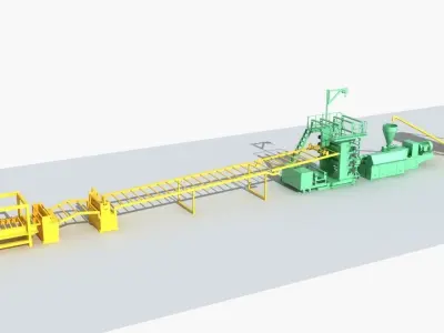 Industrial Equipment 6-Floor Production Line 3D model