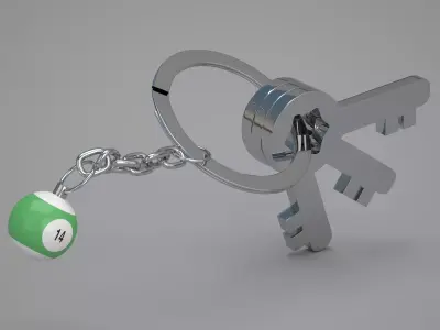 14 Snooker Ball with Keychain 3D model